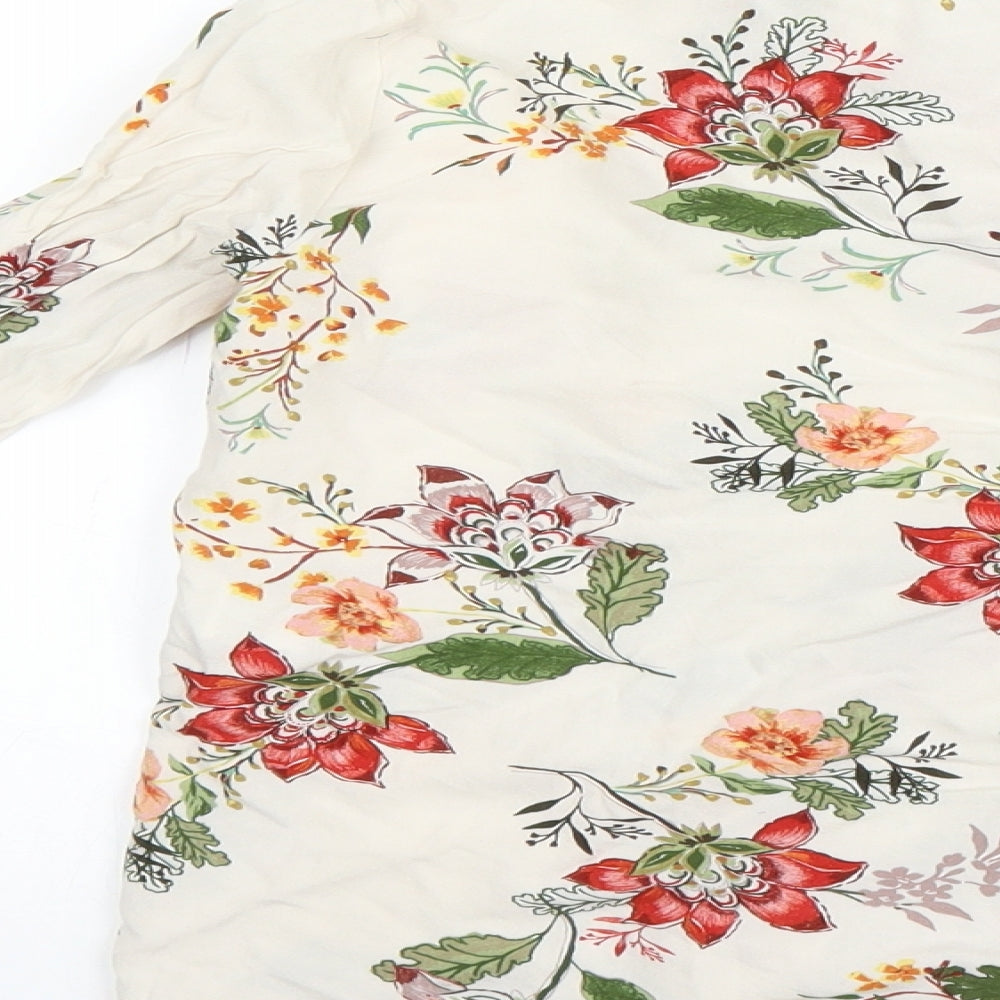 Bershka Womens Beige Floral  Basic Blouse Size 6