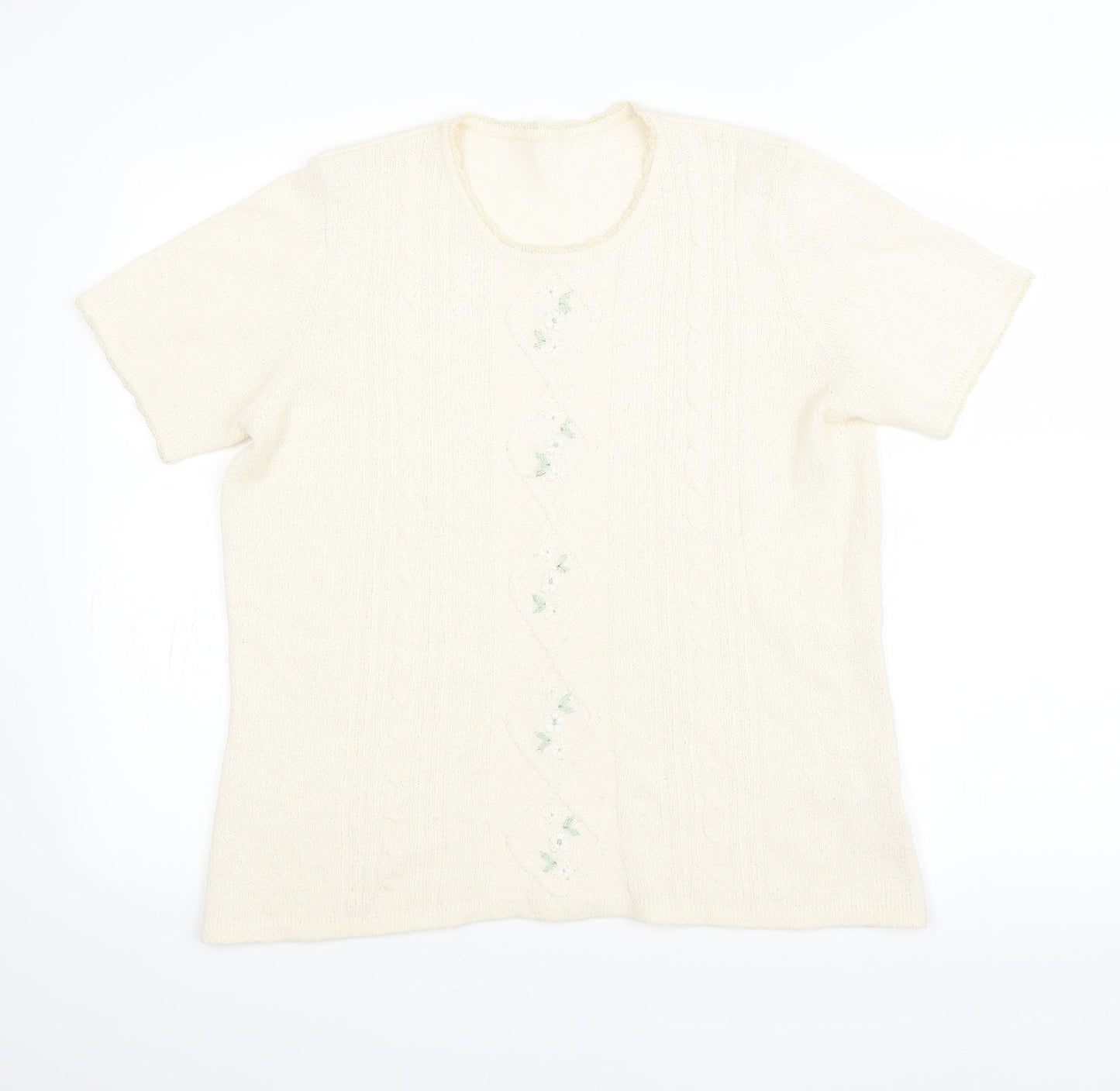 Womens UK Size 16 Preworn Beige Jersey T-Shirt