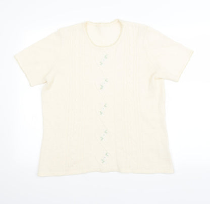 Womens UK Size 16 Preworn Beige Jersey T-Shirt
