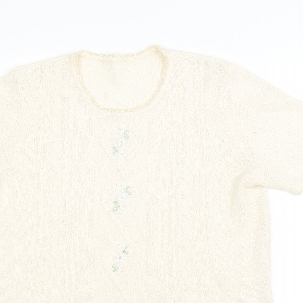 Womens UK Size 16 Preworn Beige Jersey T-Shirt