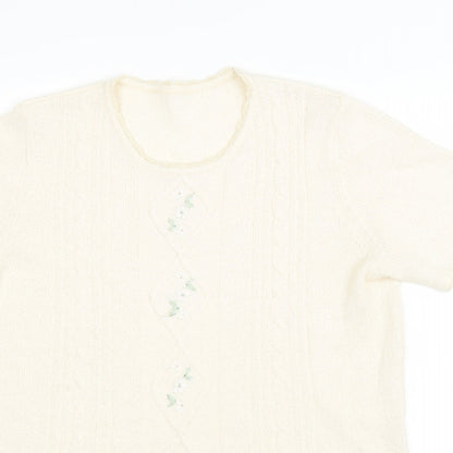 Womens UK Size 16 Preworn Beige Jersey T-Shirt