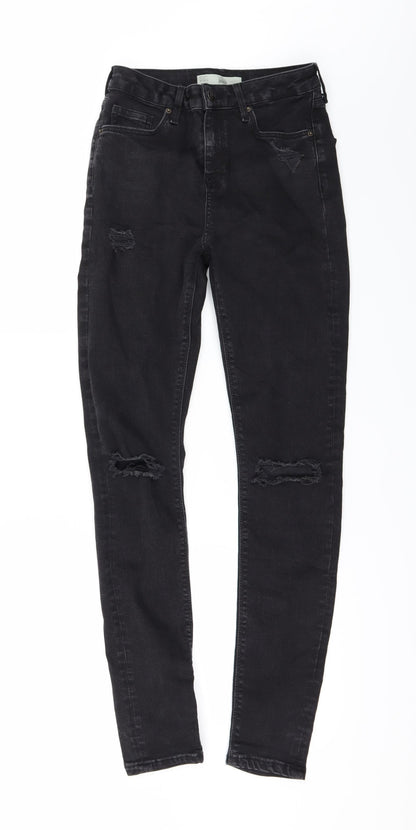 Topshop Womens Black  Denim Skinny Jeans Size 28 L20 in