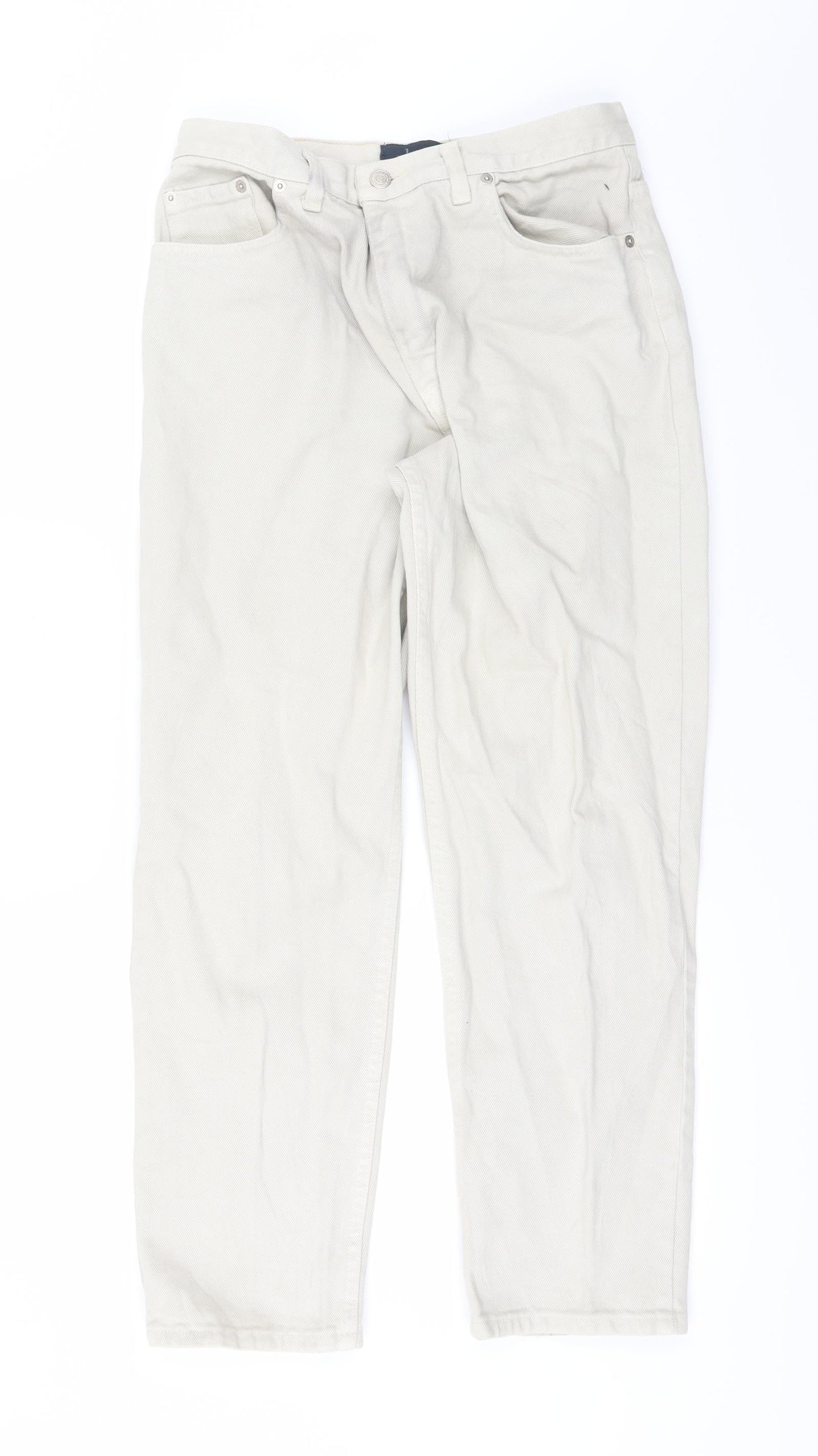 Womens UK Size 12 dp Denim Regular Fit Straight Beige Jeans