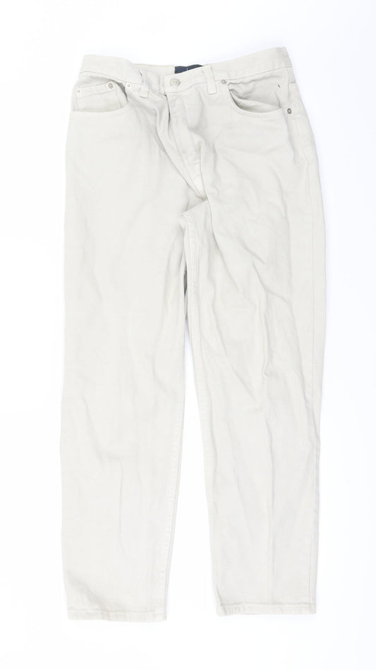 Womens UK Size 12 dp Denim Regular Fit Straight Beige Jeans