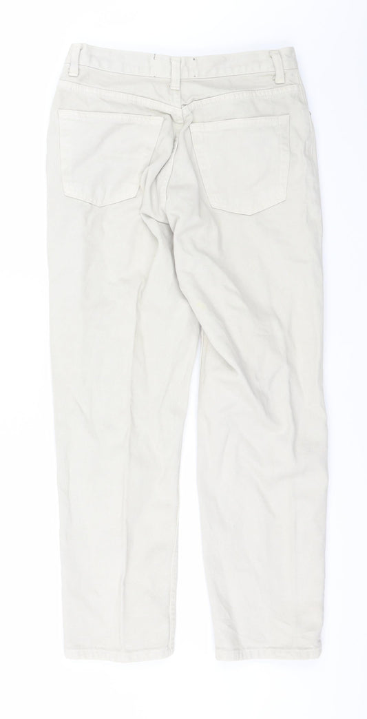 Womens UK Size 12 dp Denim Regular Fit Straight Beige Jeans