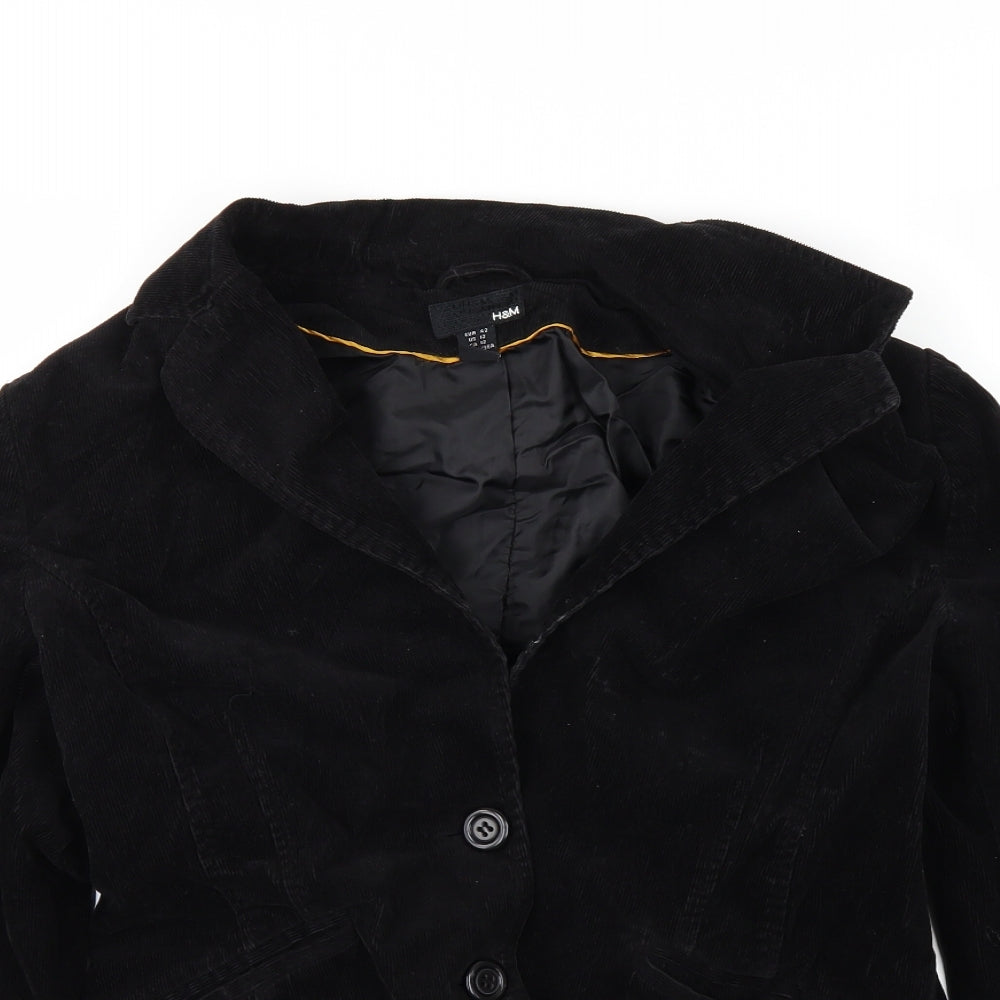 Womens UK Size 14 H&M Black Overcoat