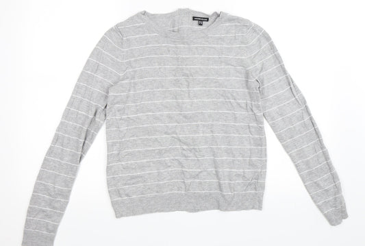 Warehouse Womens Grey Striped  Pullover Jumper Size 12