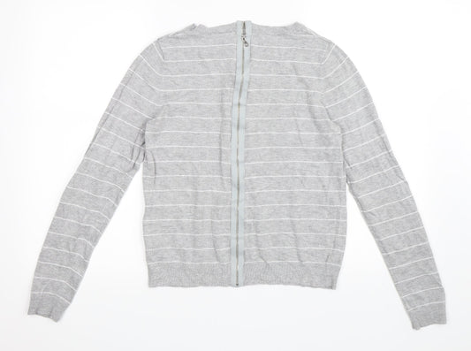 Warehouse Womens Grey Striped  Pullover Jumper Size 12