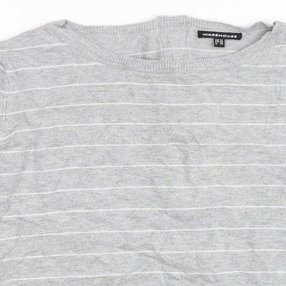 Warehouse Womens Grey Striped  Pullover Jumper Size 12