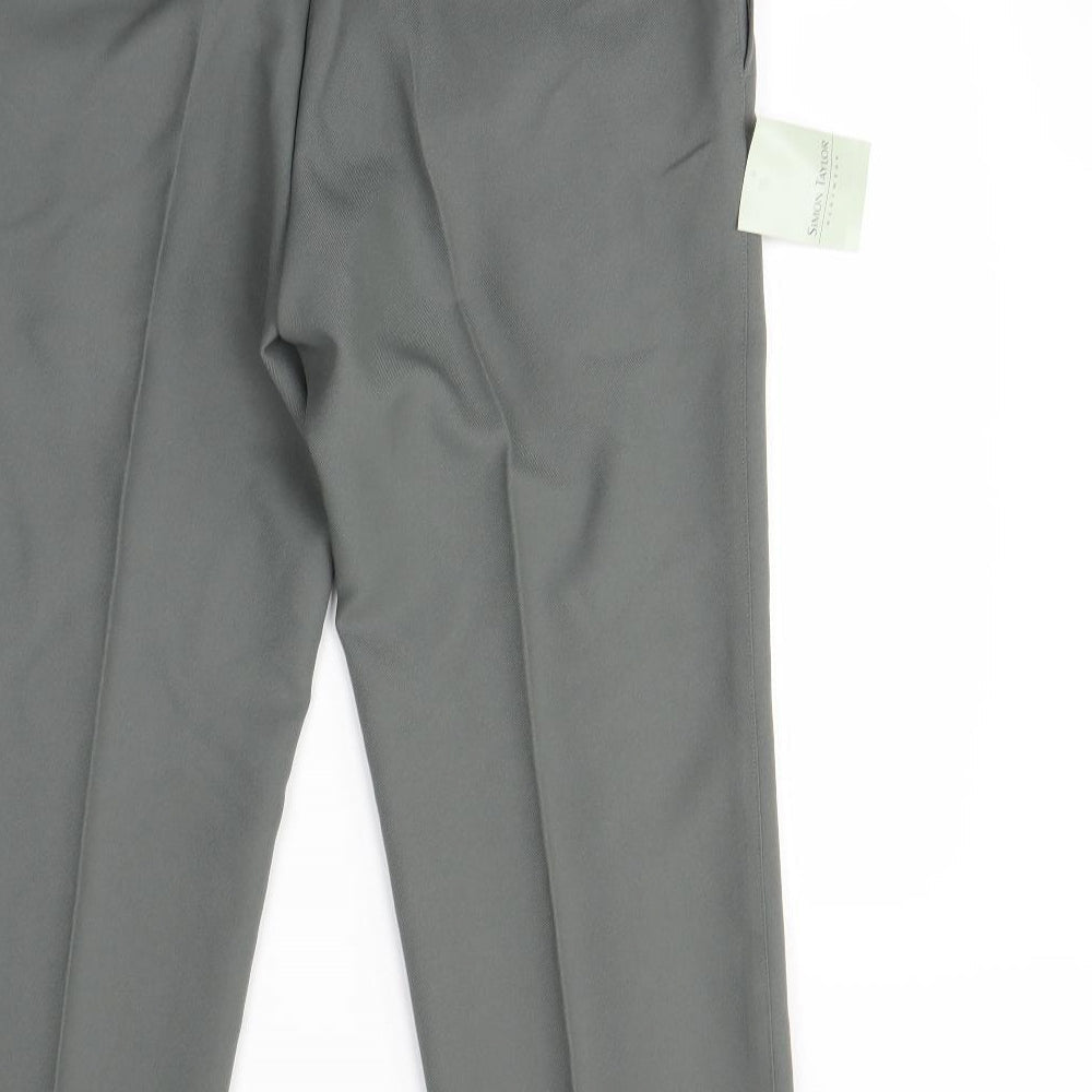 Mens UK Size S Simon Taylor Regular Fit Dress Pants Green Trousers