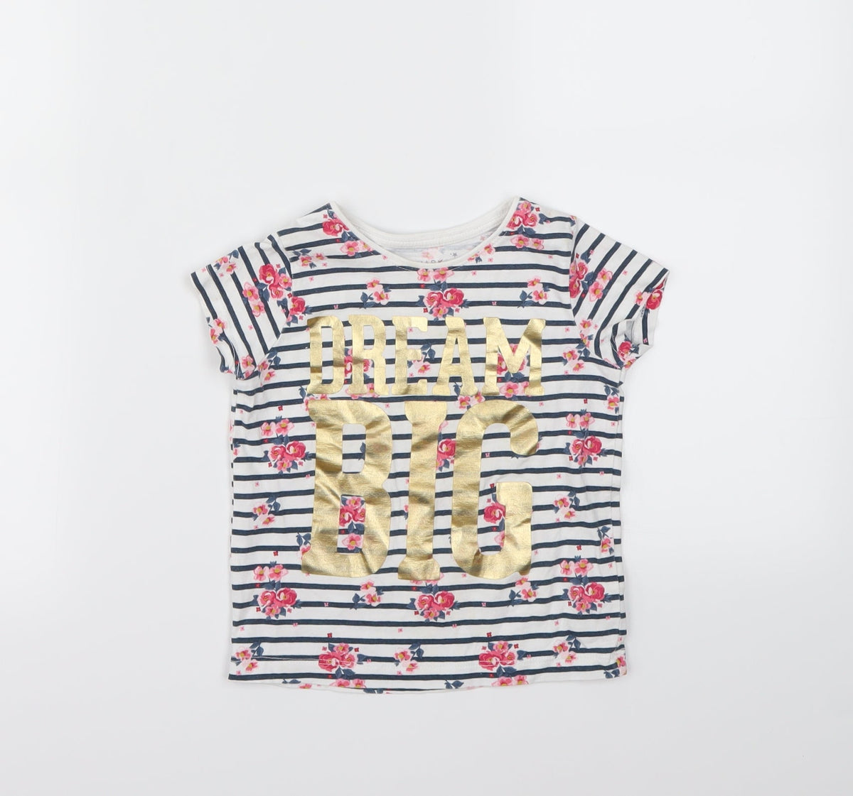 Primark Girls Multicoloured Striped  Basic T-Shirt Size 2-3 Years