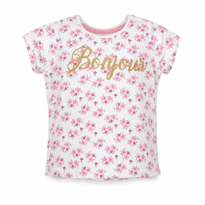Primark Girls White Floral  Basic T-Shirt Size 2-3 Years