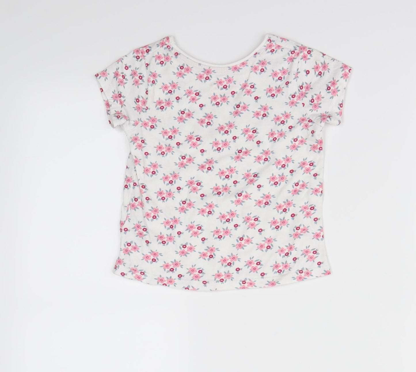 Primark Girls White Floral  Basic T-Shirt Size 2-3 Years
