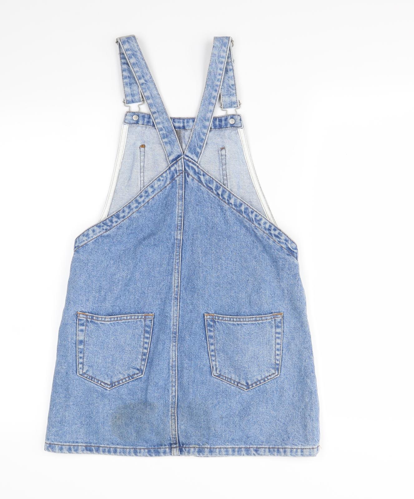 Moto Womens Blue  Denim Pinafore/Dungaree Dress  Size 6
