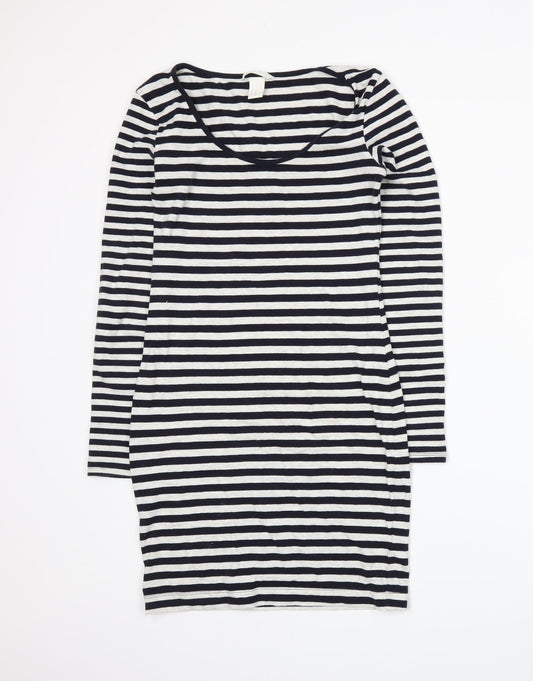 H&M Womens Blue Striped  T-Shirt Dress  Size XS