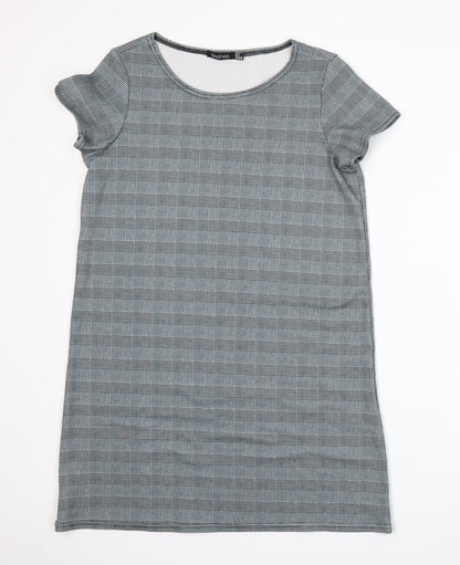 Boohoo Womens Grey Houndstooth  A-Line  Size 12
