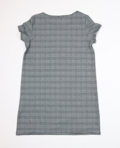 Boohoo Womens Grey Houndstooth  A-Line  Size 12