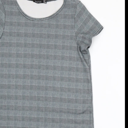Boohoo Womens Grey Houndstooth  A-Line  Size 12