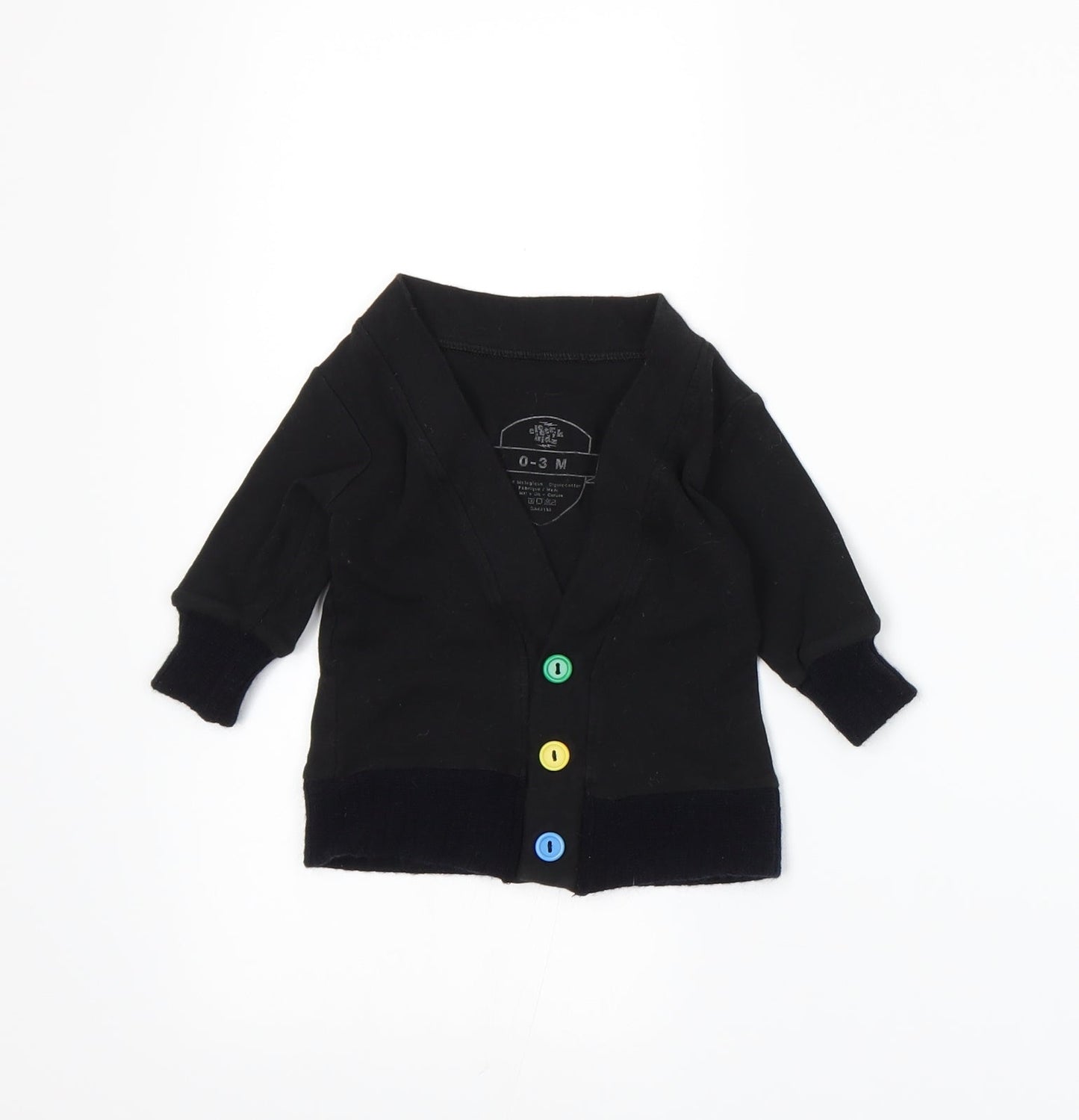 electrik kidz Boys Black  Knit Cardigan Jumper Size 0-3 Months