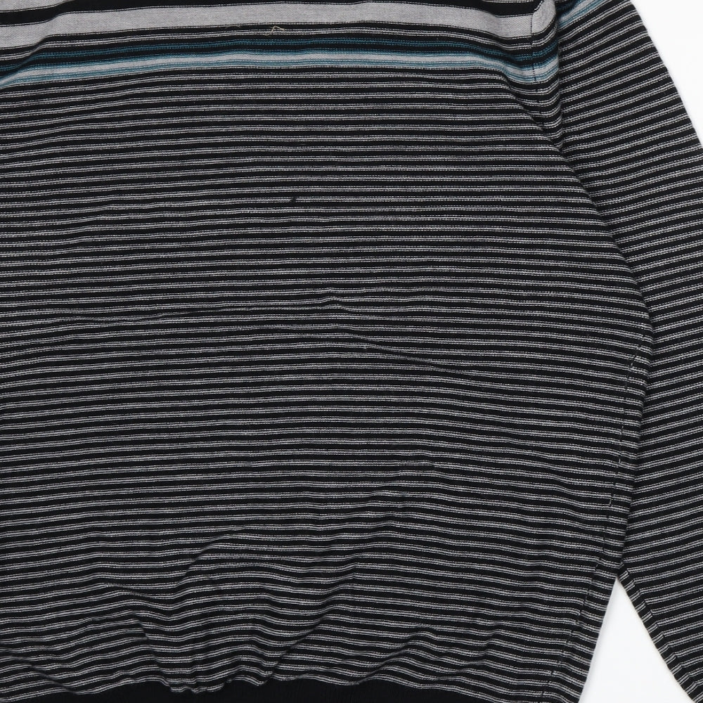 George Mens Grey Striped Knit Pullover Jumper Size L