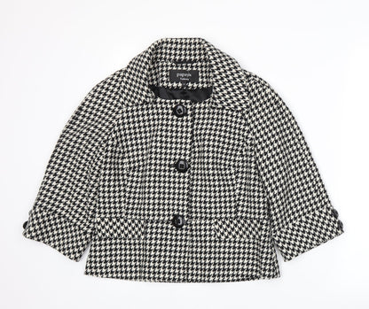 Papaya Womens White Houndstooth  Jacket Blazer Size 14