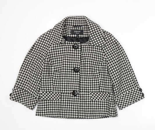 Papaya Womens White Houndstooth  Jacket Blazer Size 14