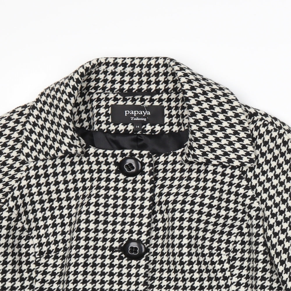 Papaya Womens White Houndstooth  Jacket Blazer Size 14