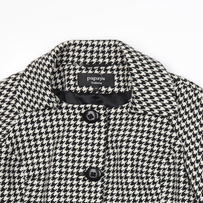 Papaya Womens White Houndstooth  Jacket Blazer Size 14