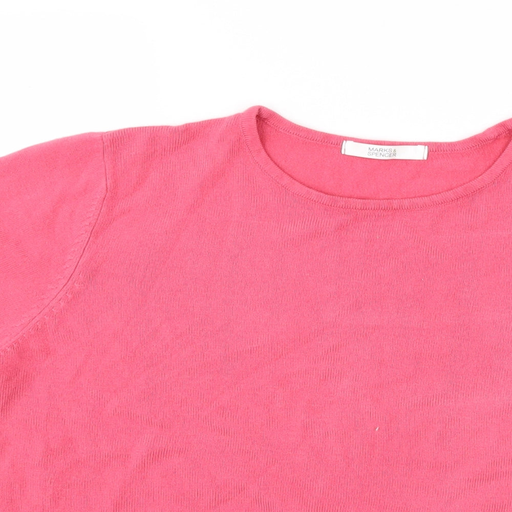Womens UK Size 12 Marks and Spencer Pink Basic T-Shirt