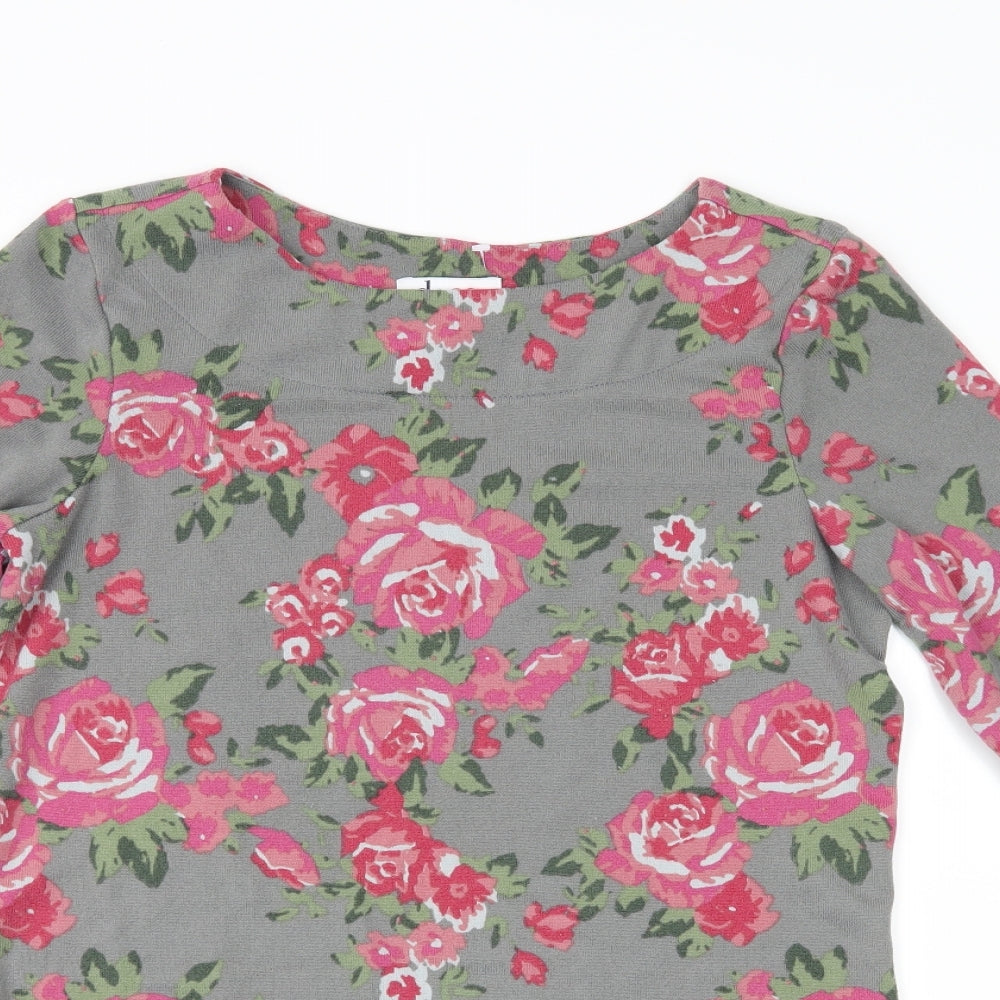 D&Co. Womens Grey Floral  Jumper Dress  Size XS