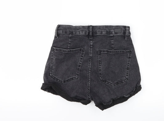 Bershka Womens Black  Denim Hot Pants Shorts Size 8