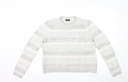 F&F Womens Grey Striped  Pullover Jumper Size 12