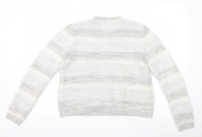 F&F Womens Grey Striped  Pullover Jumper Size 12