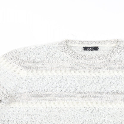 F&F Womens Grey Striped  Pullover Jumper Size 12