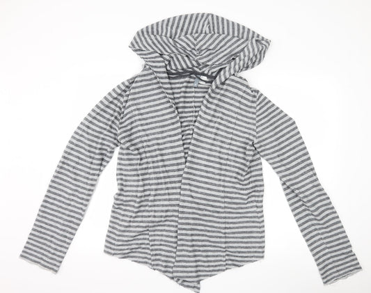 H&M Womens Grey Striped  Jacket Coatigan Size S