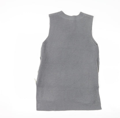Womens UK Size 8 River Island Grey Basic Tank