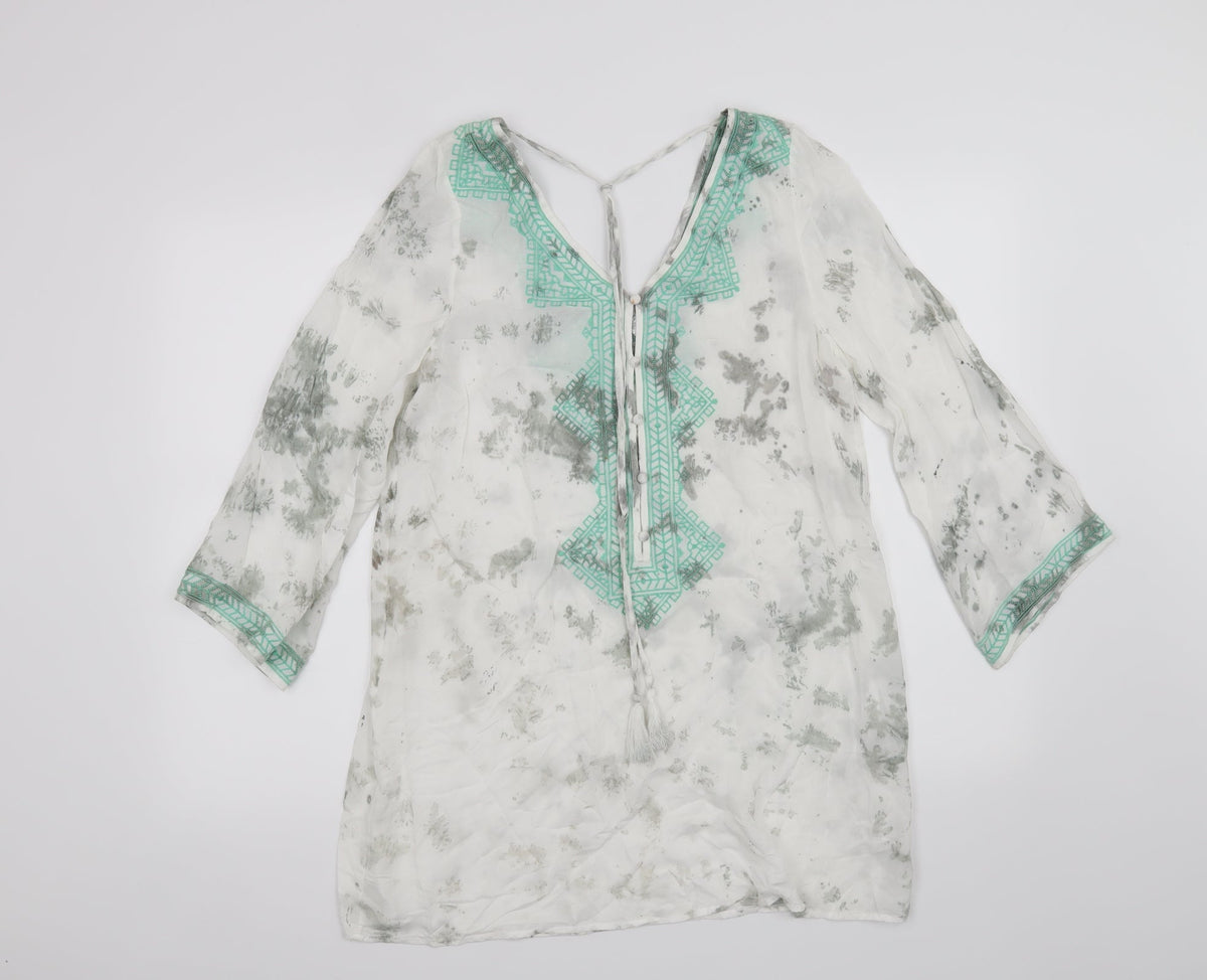 andree blue Womens White   Basic Blouse Size S