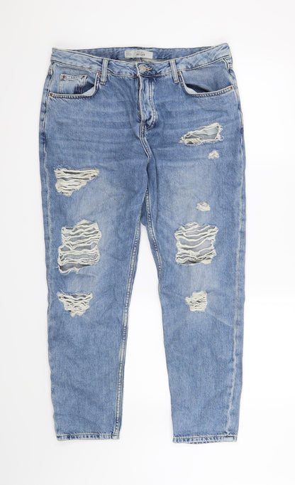 Mens UK Size 30 in Topshop Regular Fit Straight Blue Jeans