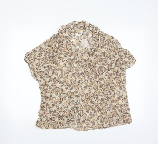 Berkertex Womens Beige Floral  Basic Blouse Size 20