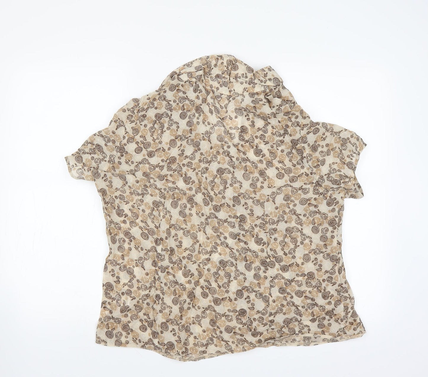 Berkertex Womens Beige Floral  Basic Blouse Size 20