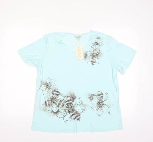 Classics Womens Blue   Basic Blouse Size 16  - floral detail