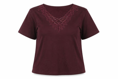 Classics Womens Red   Basic Blouse Size 16  - embroidered neckline wine red