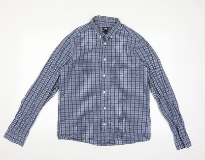 Mens UK Size M H&M Blue  Button-Up Long Sleeve Casual Shirt