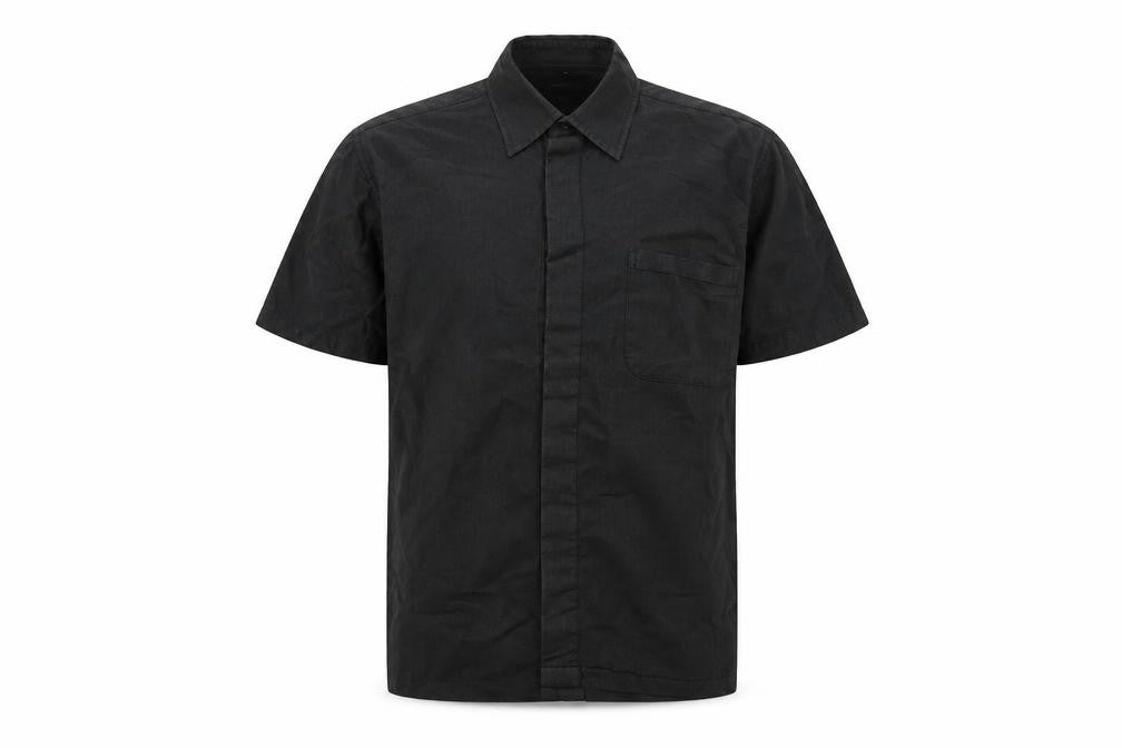 Mens UK Size M Black Blue Black  Button-Up Short Sleeve Casual Shirt
