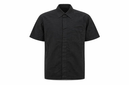 Mens UK Size M Black Blue Black  Button-Up Short Sleeve Casual Shirt