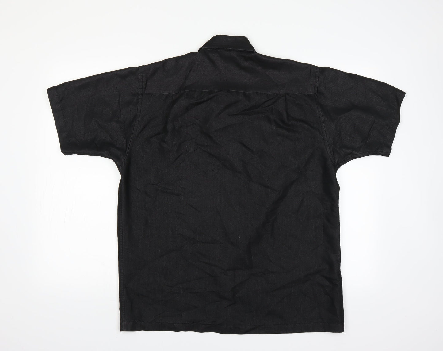 Mens UK Size M Black Blue Black  Button-Up Short Sleeve Casual Shirt