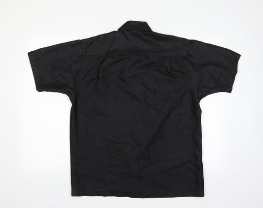 Mens UK Size M Black Blue Black  Button-Up Short Sleeve Casual Shirt