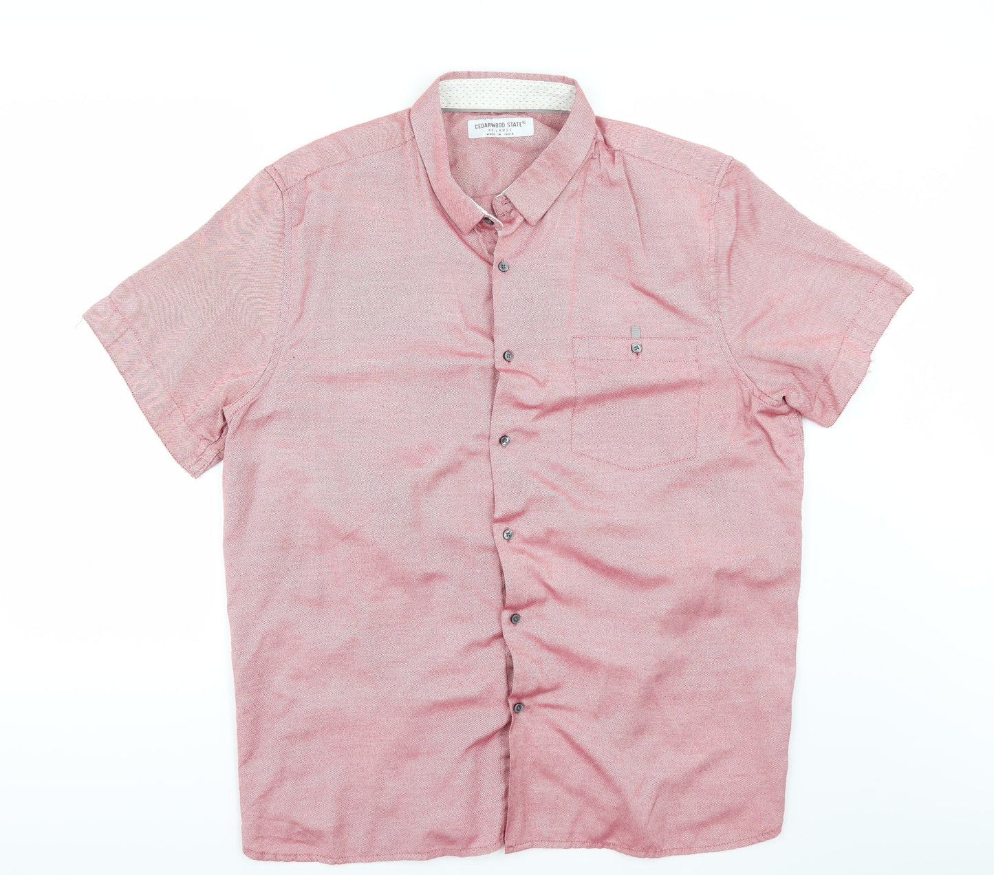 Mens UK Size 2XL Cedar Wood State Red  Button-Up Short Sleeve Casual Shirt