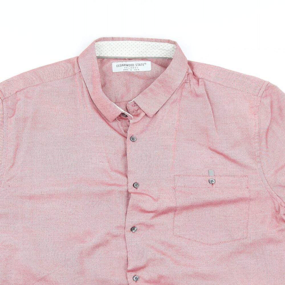 Mens UK Size 2XL Cedar Wood State Red  Button-Up Short Sleeve Casual Shirt