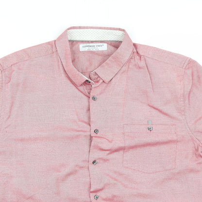 Mens UK Size 2XL Cedar Wood State Red  Button-Up Short Sleeve Casual Shirt